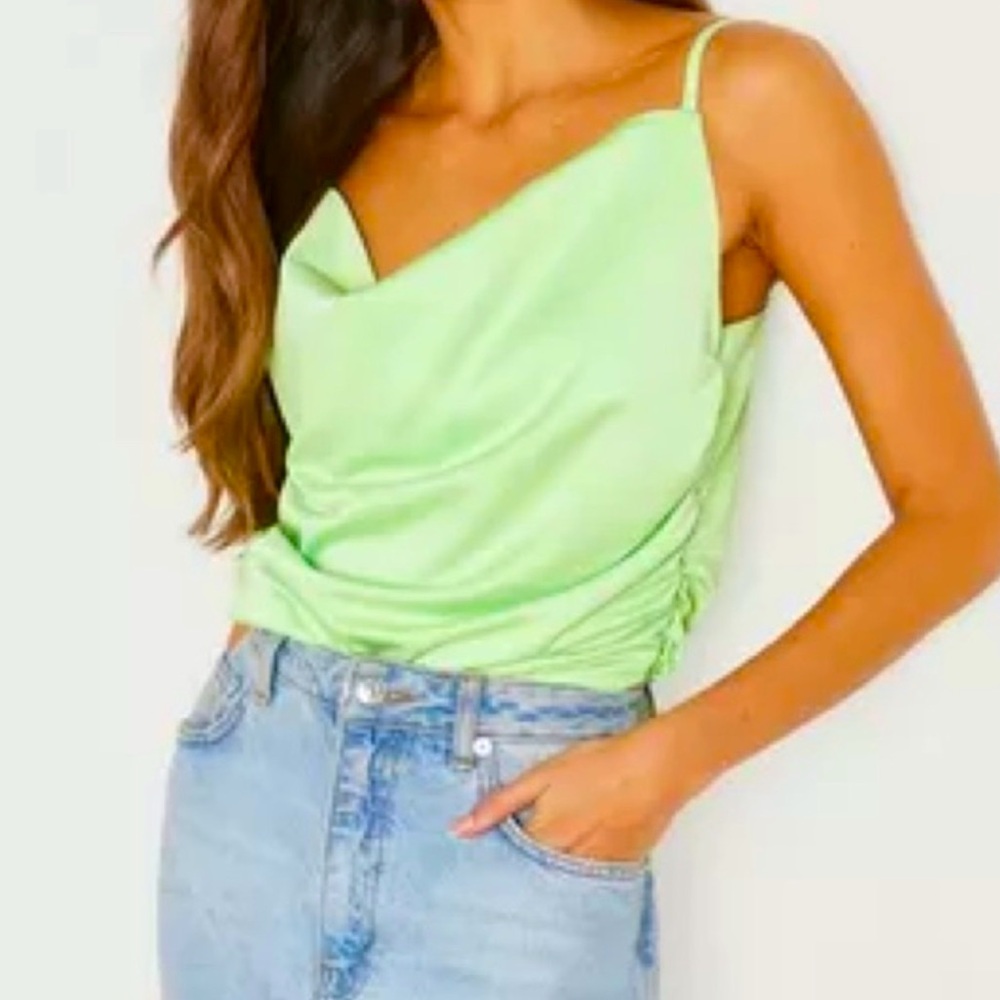 Boohoo Green Cowl Neck Top